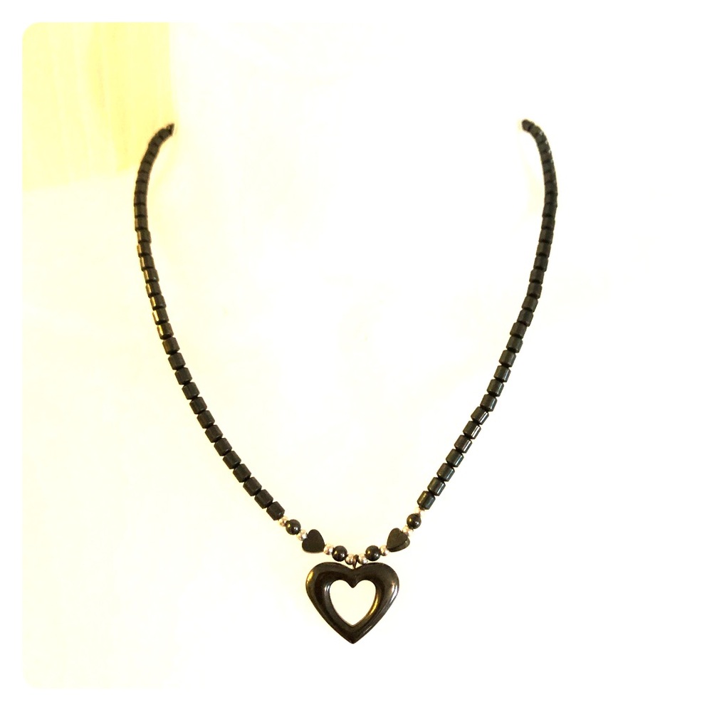 Heart hematite necklace